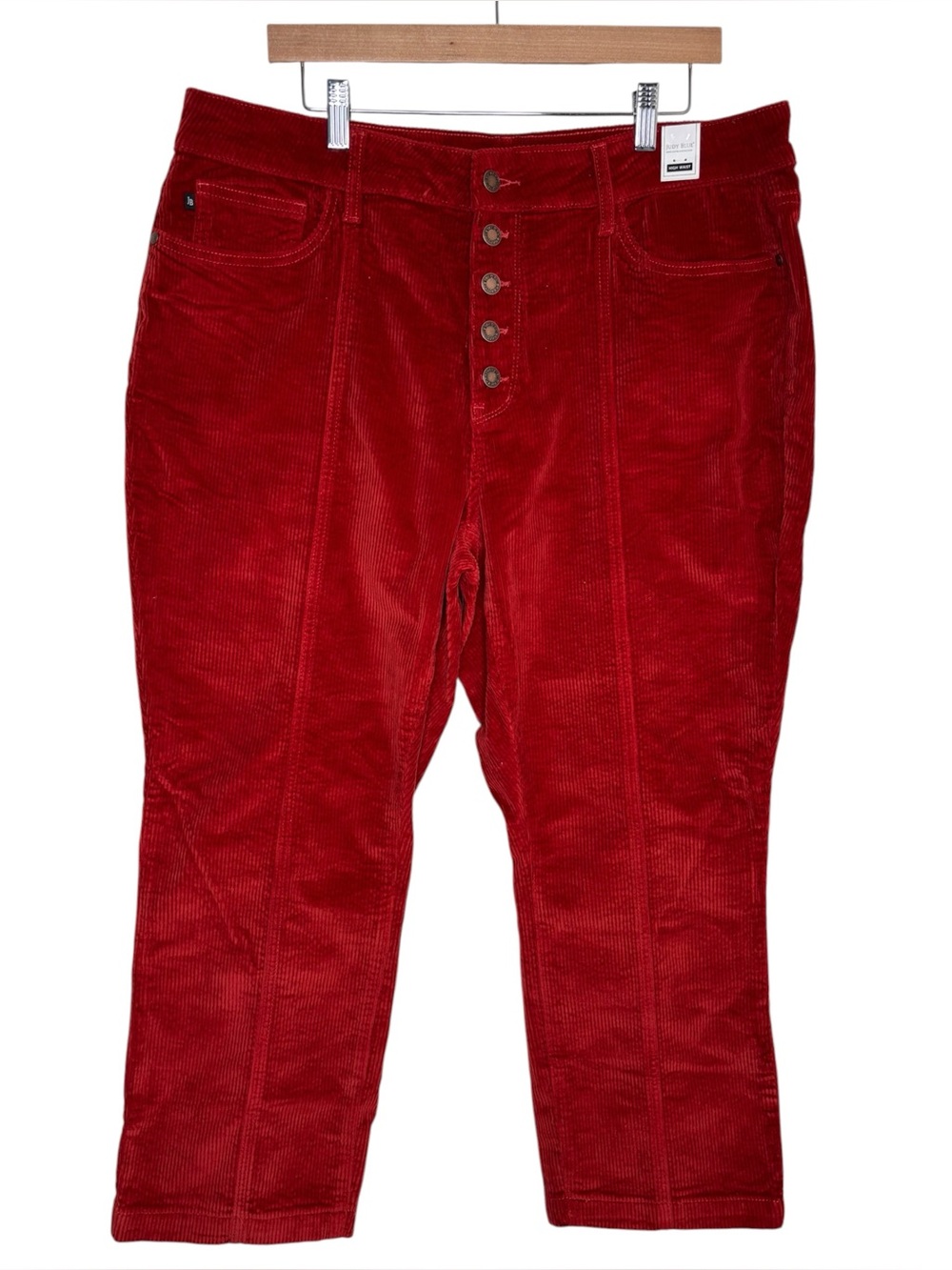 Judy Blue pants red corduroy straight ankle button fly high waist size 18W